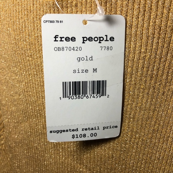 New Free People French Girl Sweater Mini Sweater Dress Gold New With Tags Gold - Picture 6 of 14